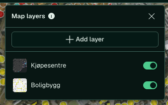 Map Layers-popoveren med to aktive lag