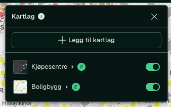 Kartlag-popoveren med to aktive lag