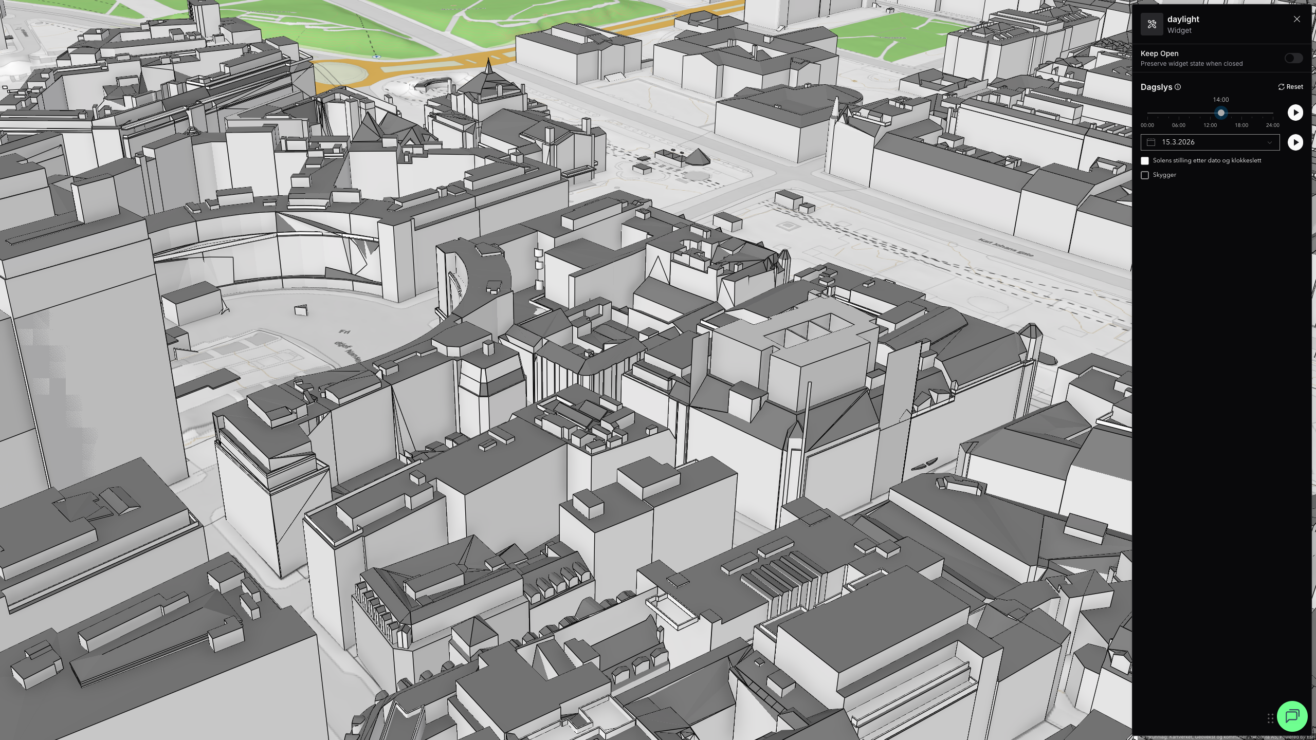 Dagslys-analyse på et bygg i 3D