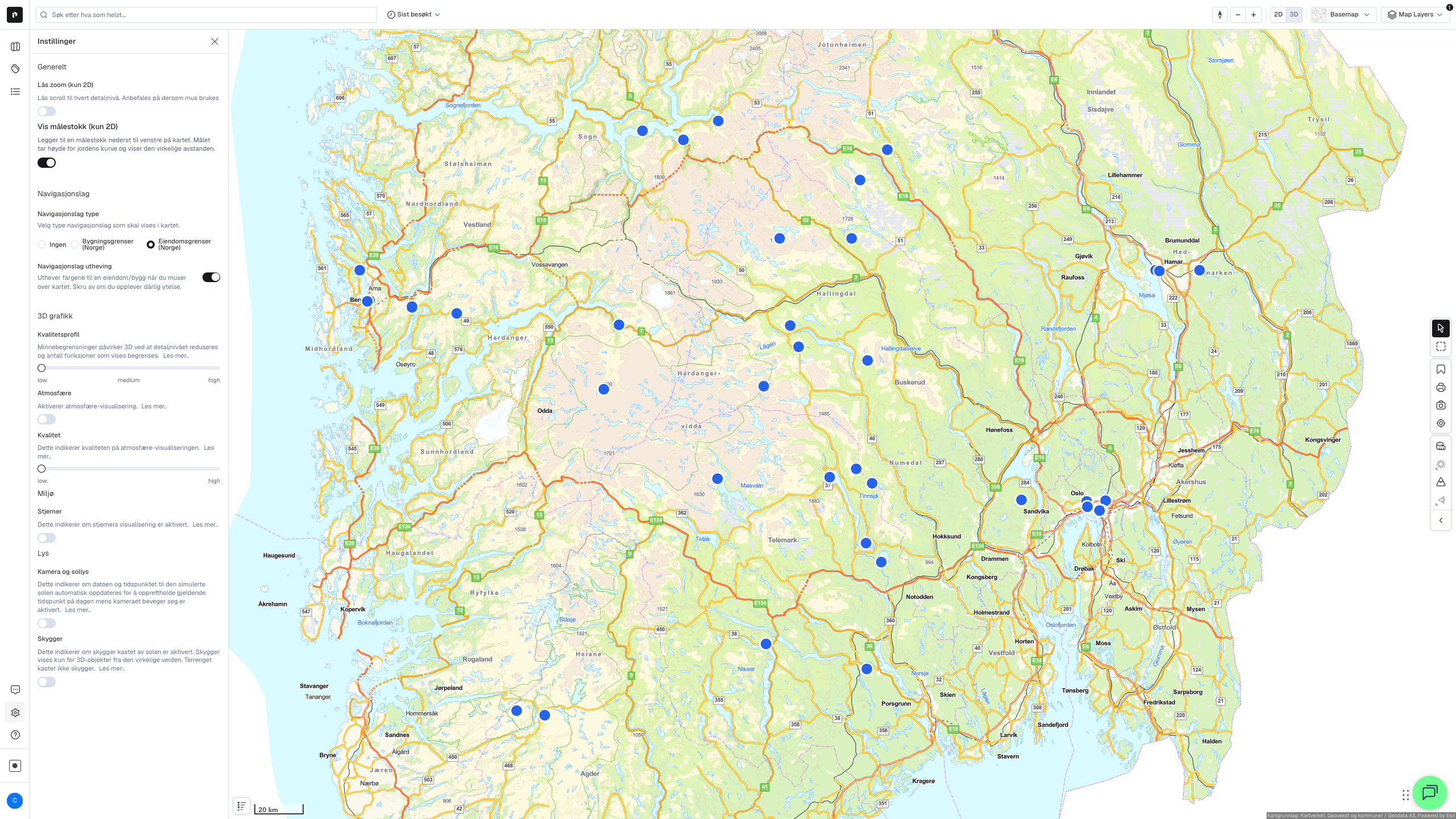 Innstillinger for et datasett
