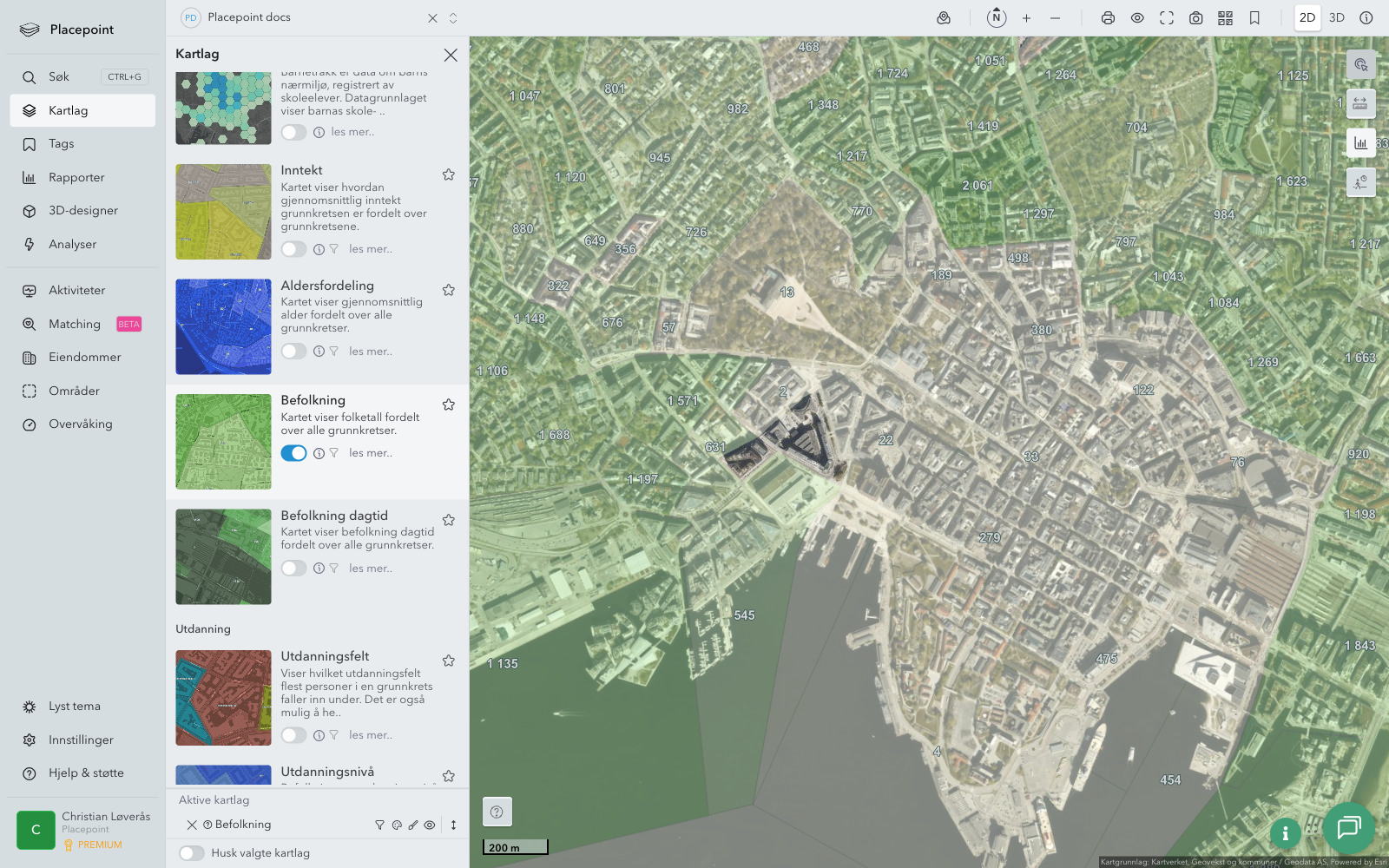Kartlag Demografi - Befolkning aktivert
