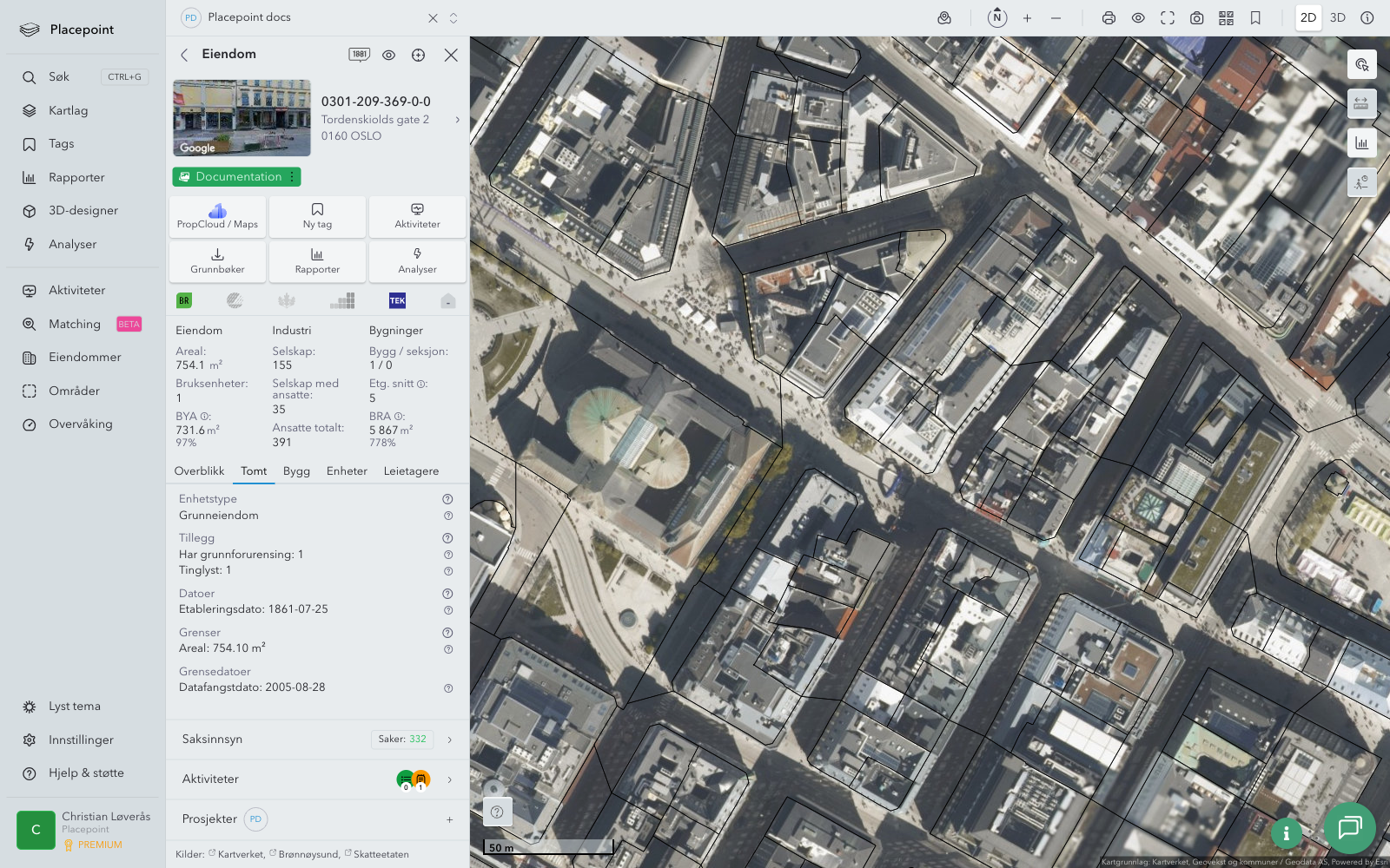 Tomt-fanen med areal