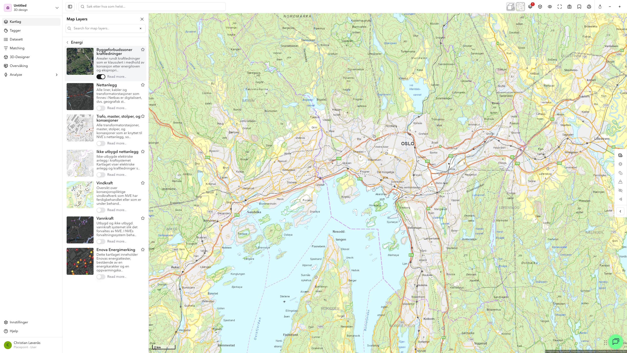 Kartlag Energi - Nettanlegg aktivert