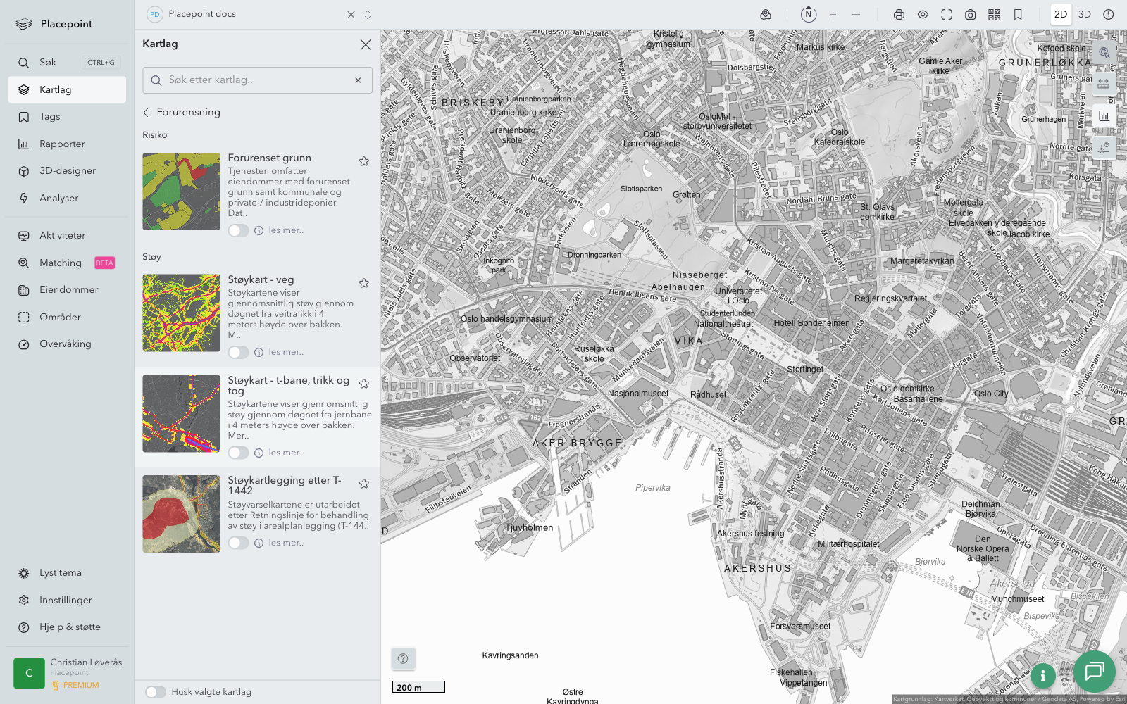 Luftforurensning over tid og natteutslipp for bysentre
