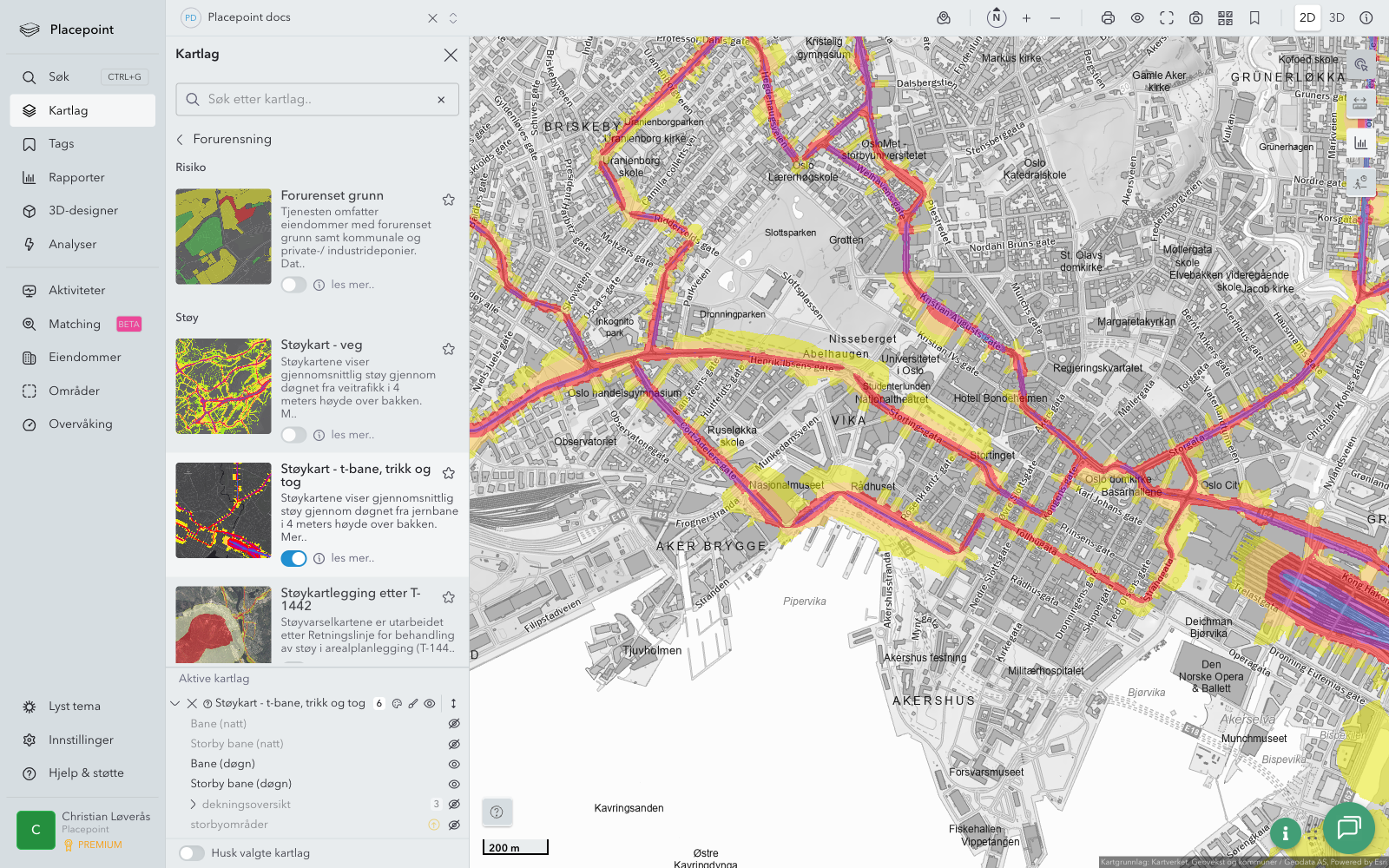 Støykart - t-bane, trikk og tog