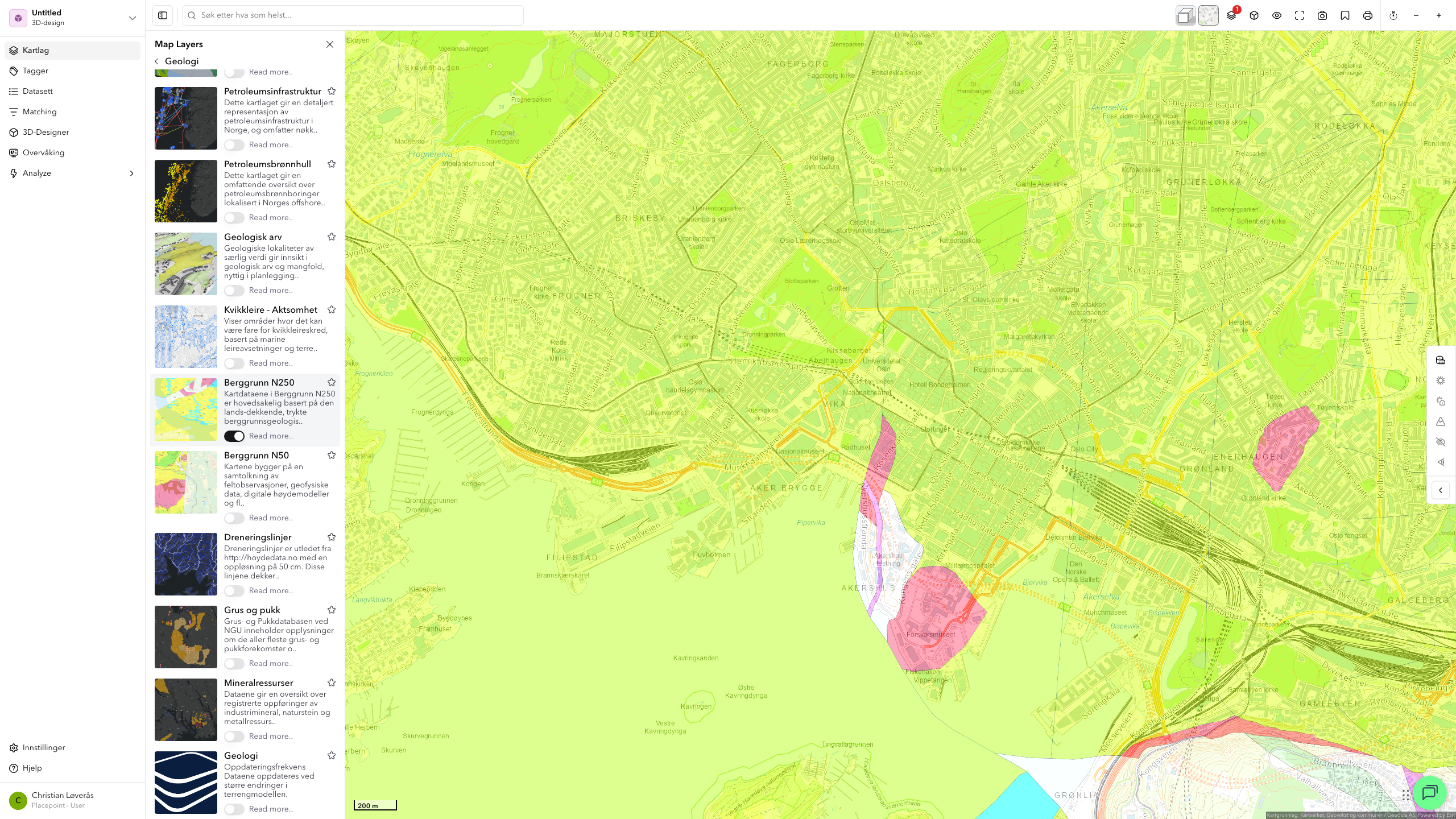 Kartlag Geologi - Løsmasser aktivert