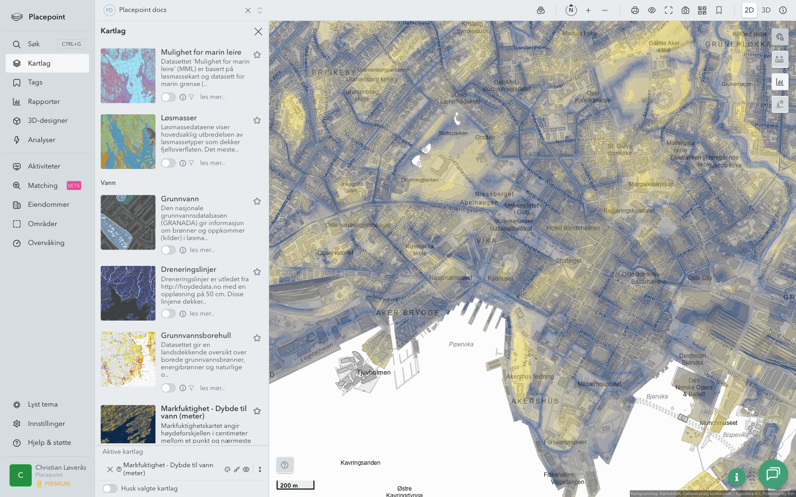 Markfuktighet - Dybde til vann (meter)