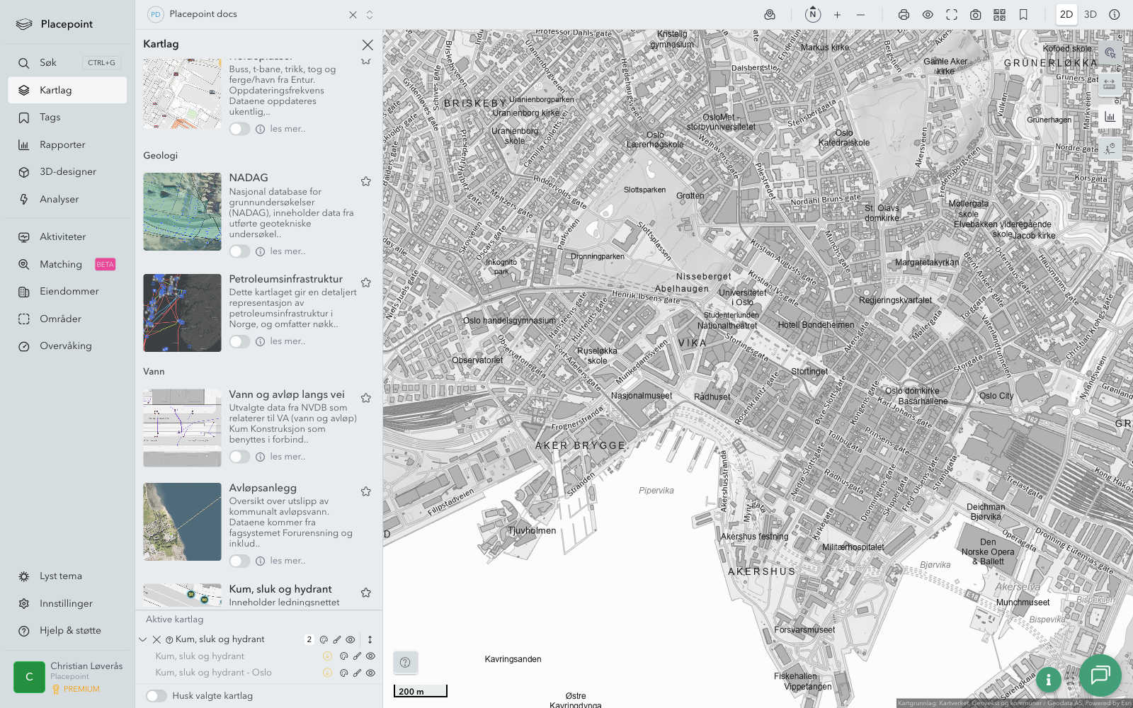 Kum, sluk og hydrant