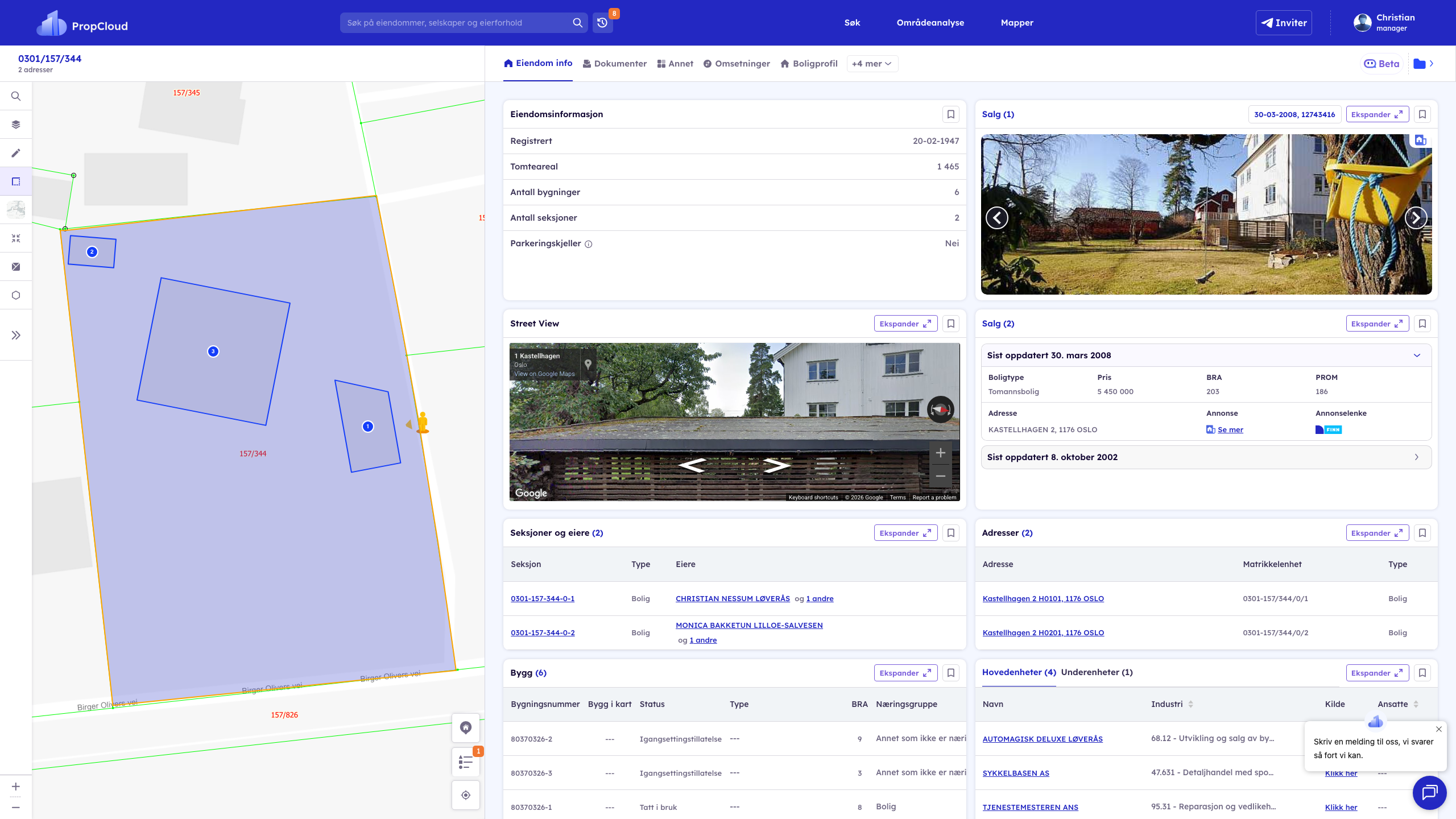 K2 Ekspander-eksempel på Eiendom info