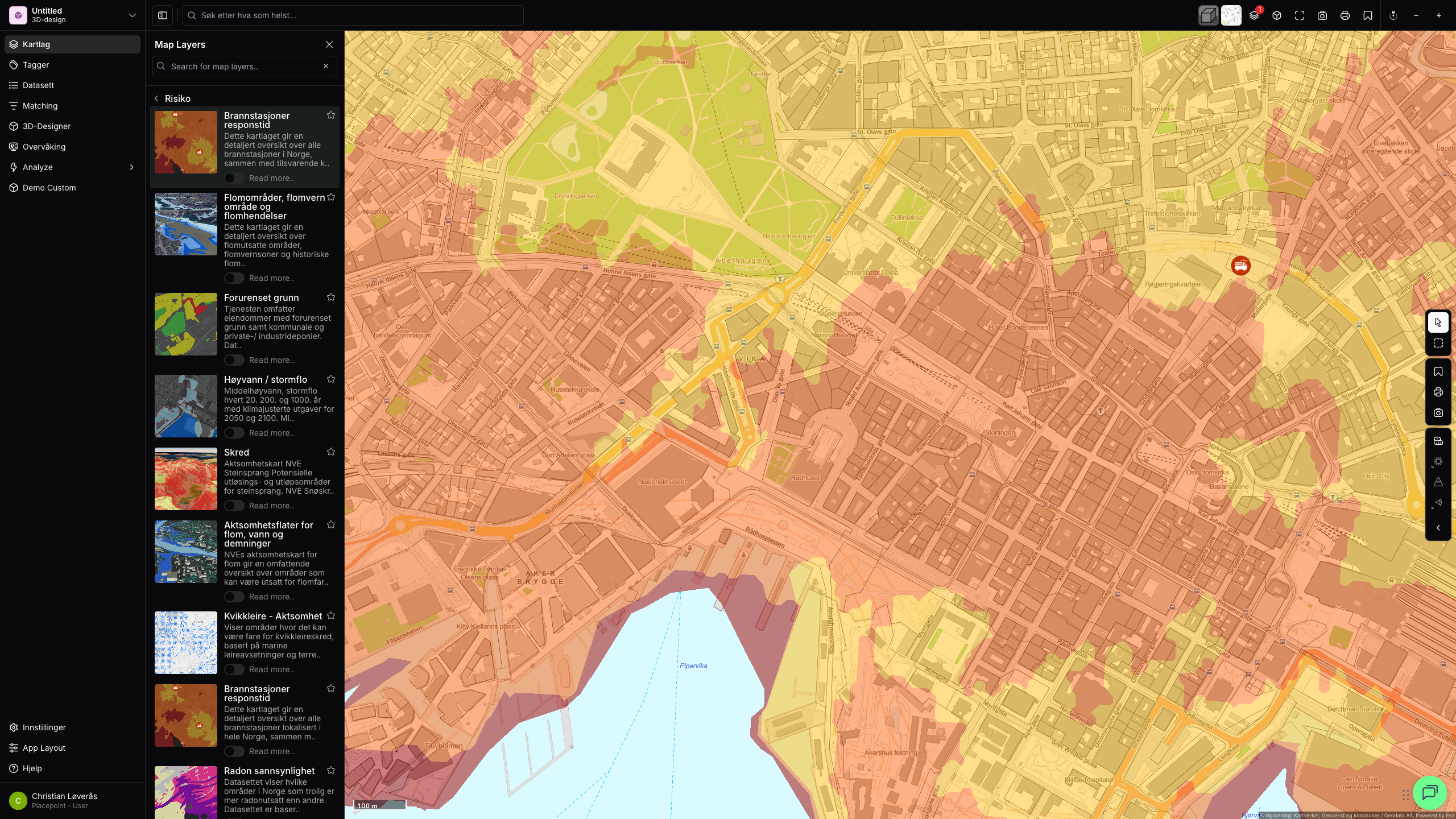 Risiko-kartlaget aktivt over Oslo-området