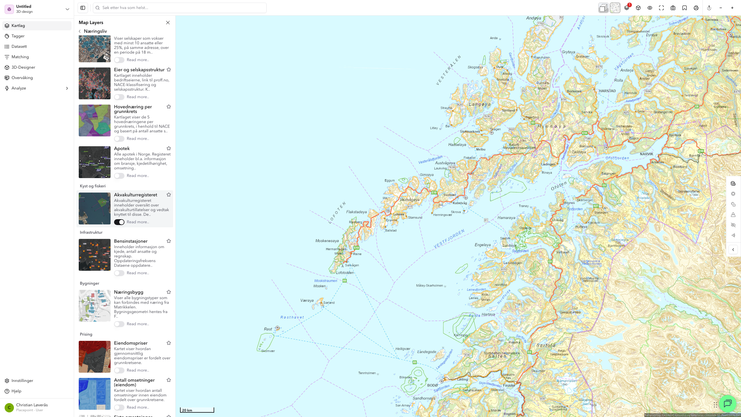 Kartlag Næringsliv - Dagligvarekjeder aktivert