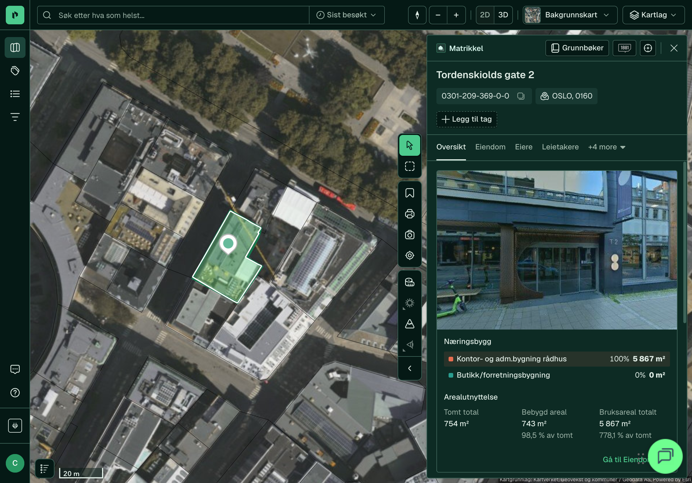 Eiendomspanelet på en iPad i landskapsmodus