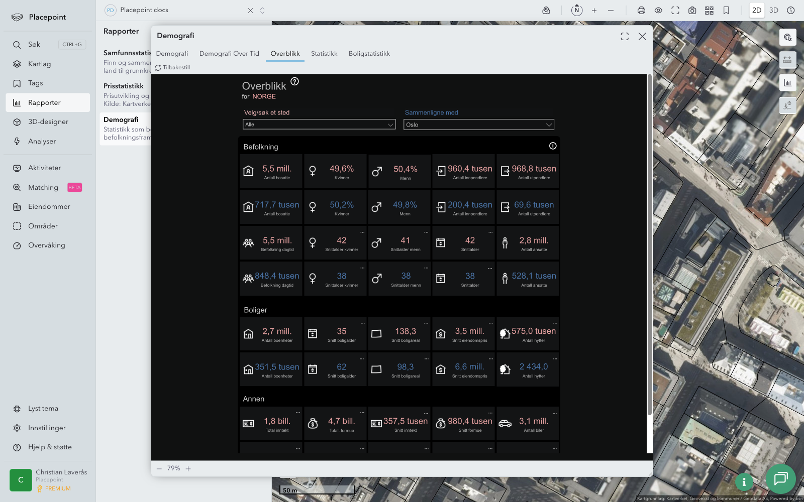 Rapport – Demografi (Overblikk-fanen)