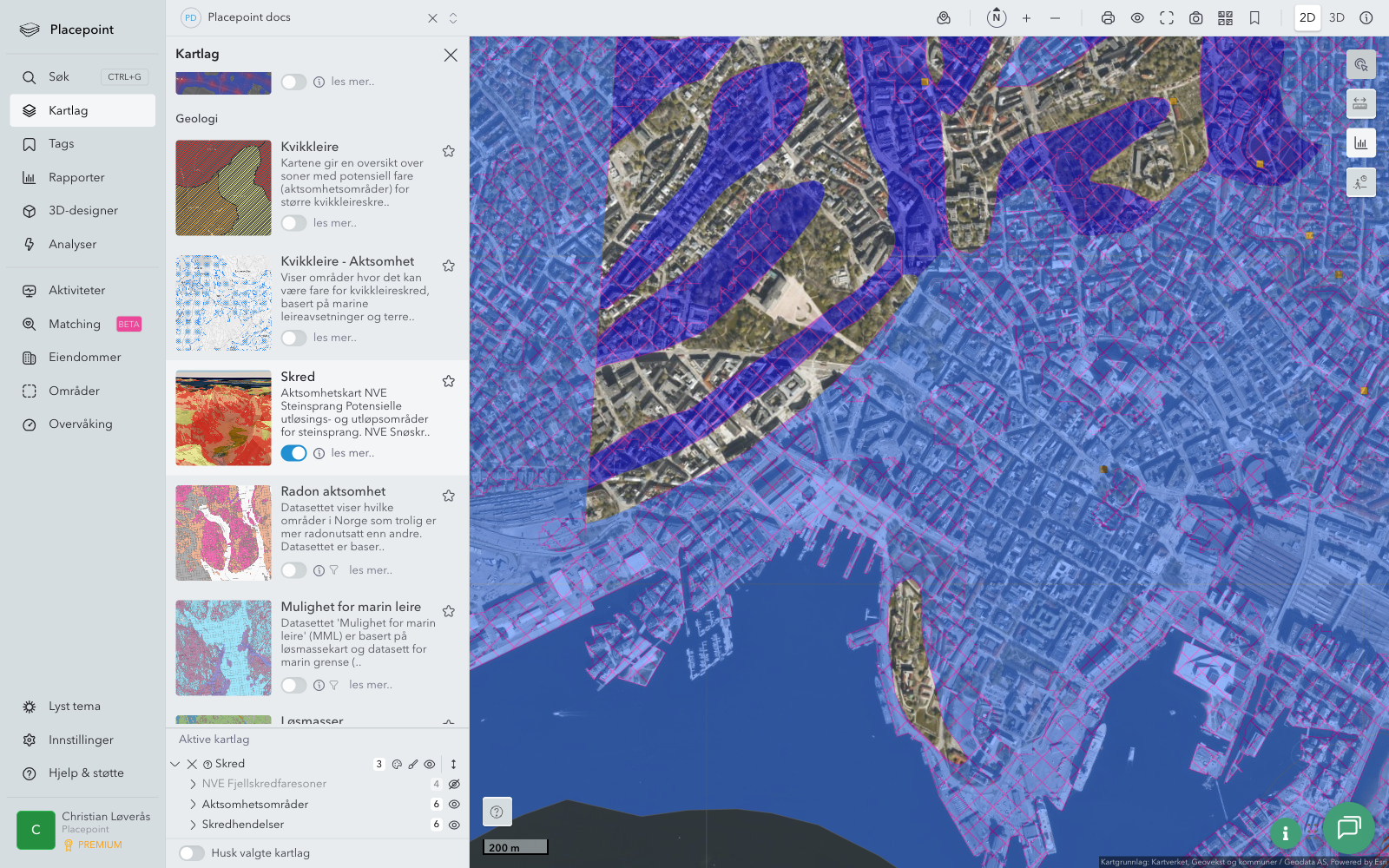 Kartlag Risiko - Skred aktivert
