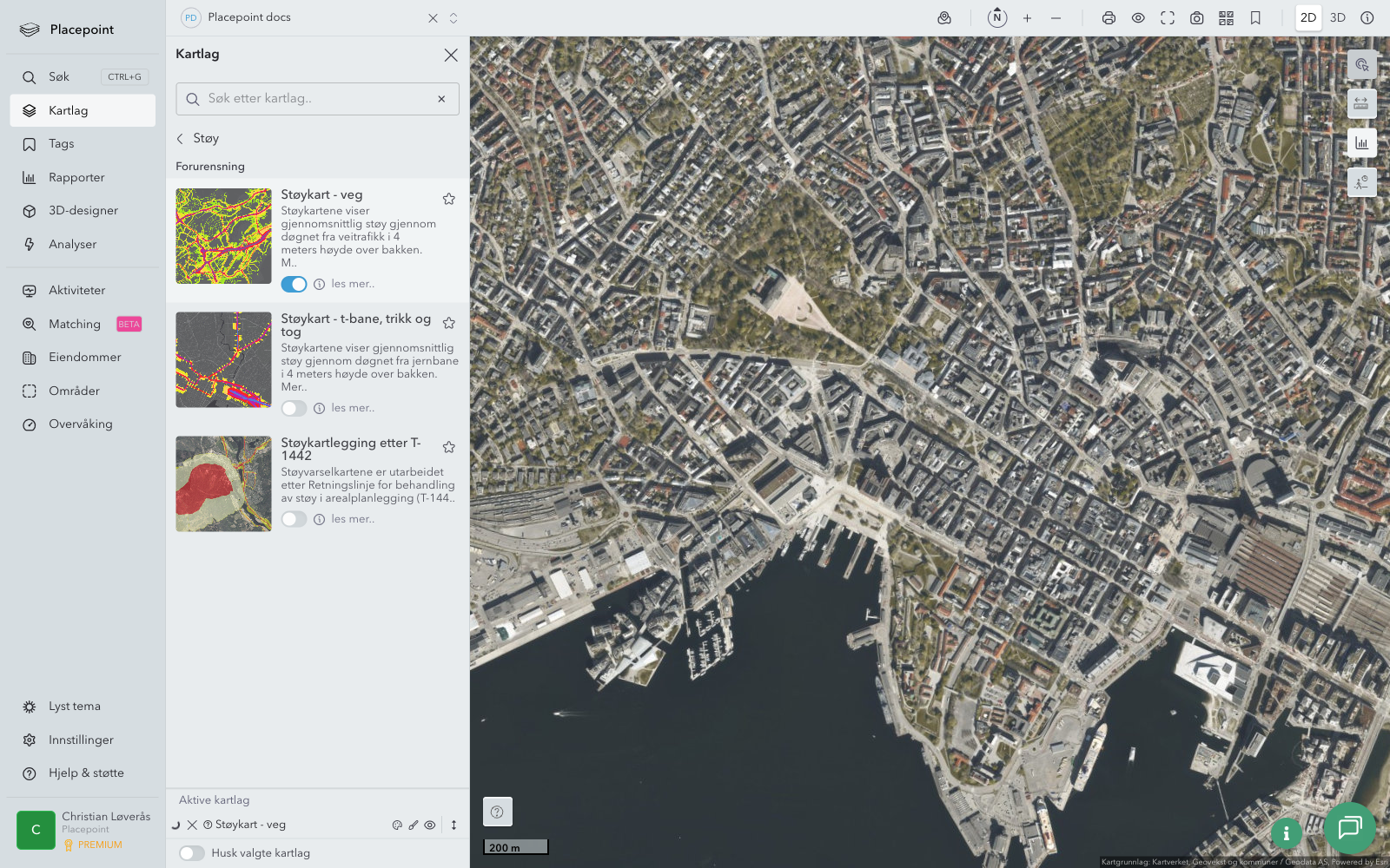 Kartlag Støy - Støykart - veg aktivert