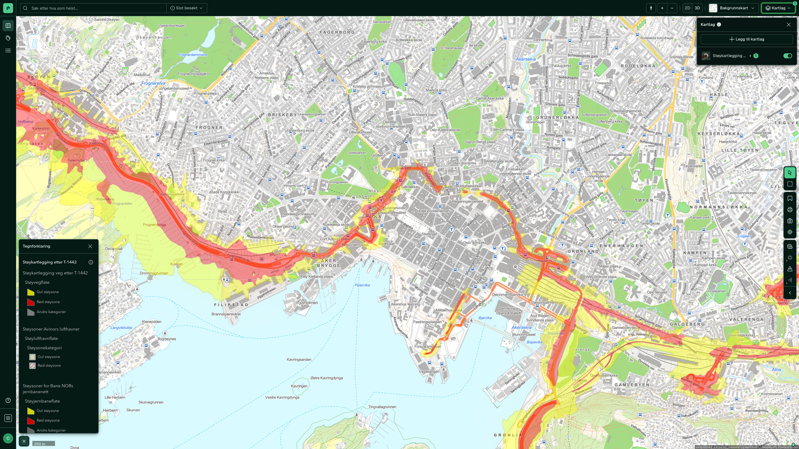 Kartlag Støy - Støykartlegging etter T-1442 aktivert
