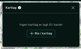 Map Layers med aktive lag og inngang til katalogen