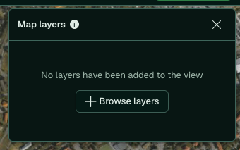 Map Layers med aktive lag og inngang til katalogen