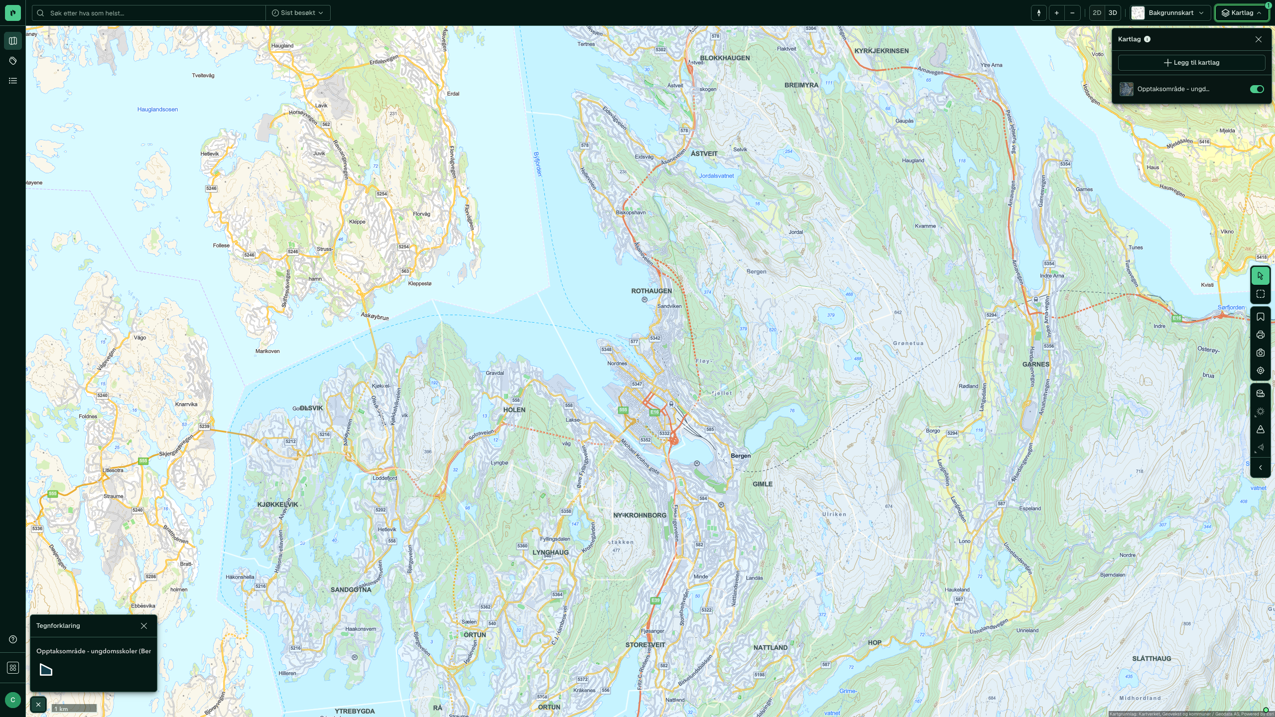 Opptaksområde - ungdomsskoler (Bergen)