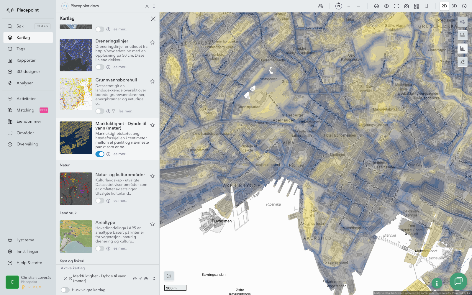 Markfuktighet - Dybde til vann (meter)