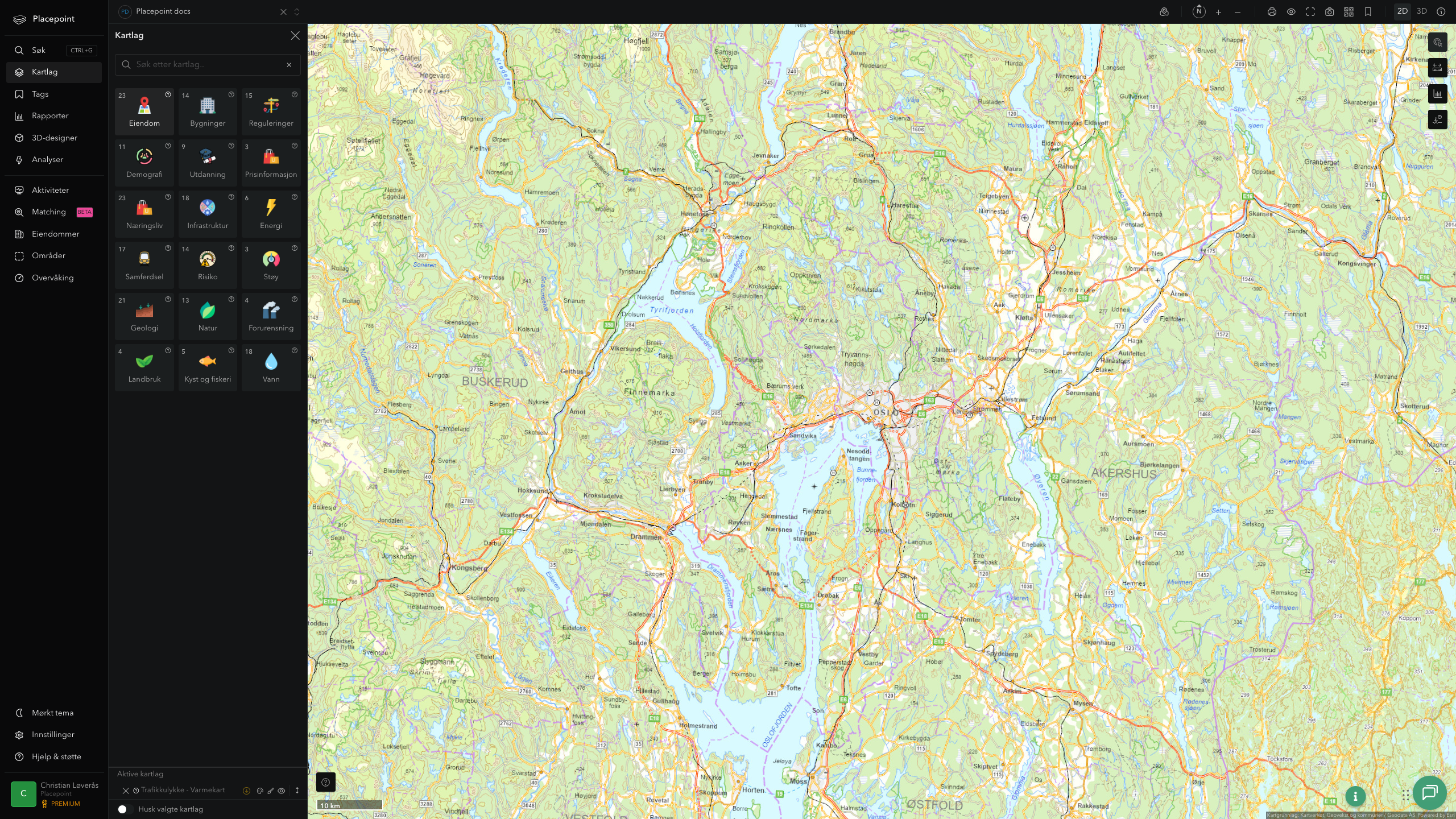 Akershus - trafikkulykker (varmekart)