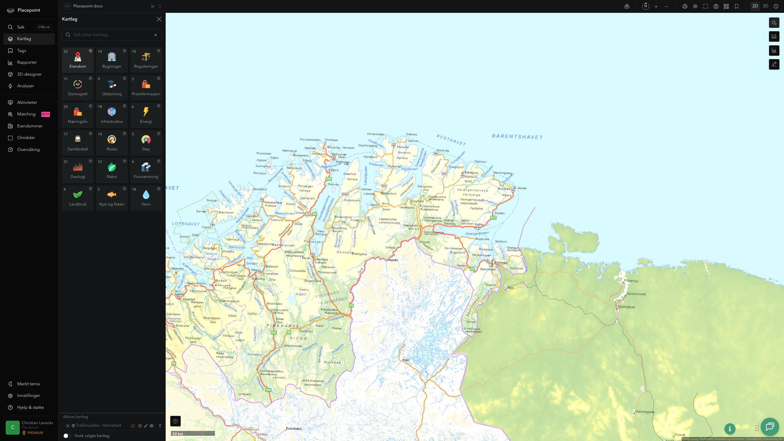 Finnmark - trafikkulykker (varmekart)
