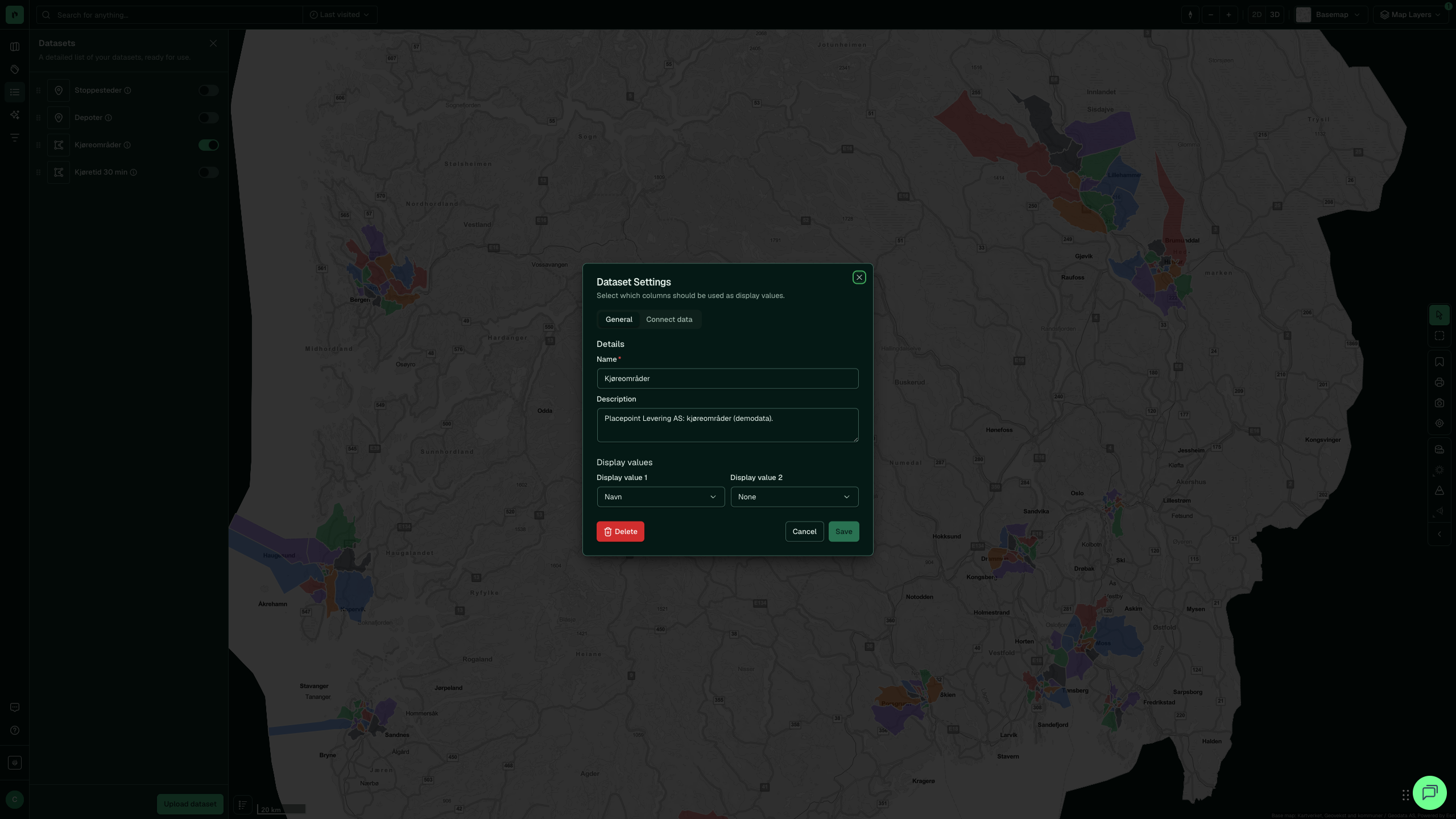 Settings for a dataset