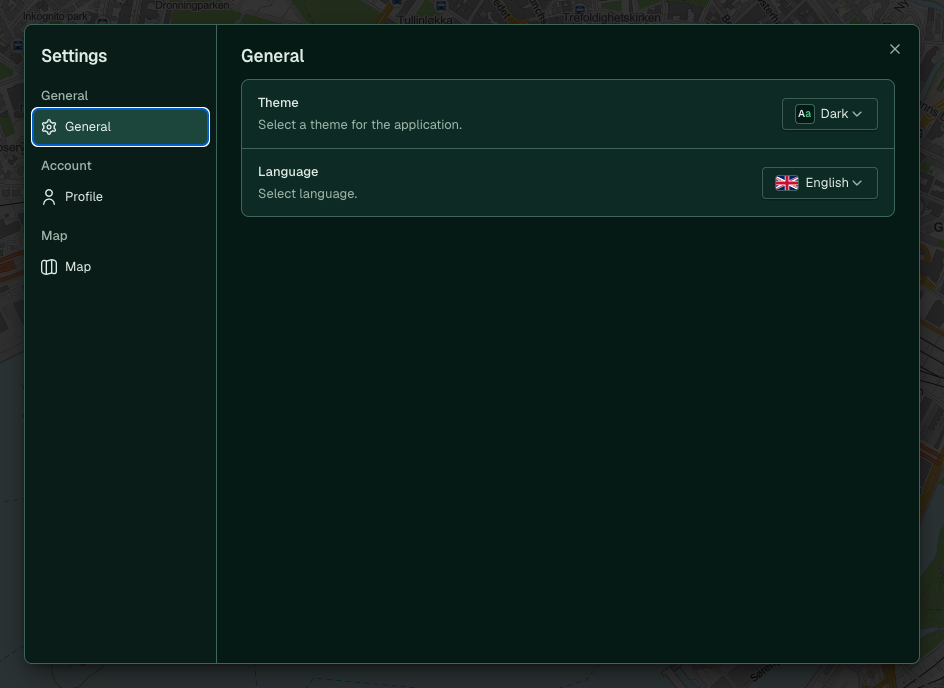 Settings with the General tab open