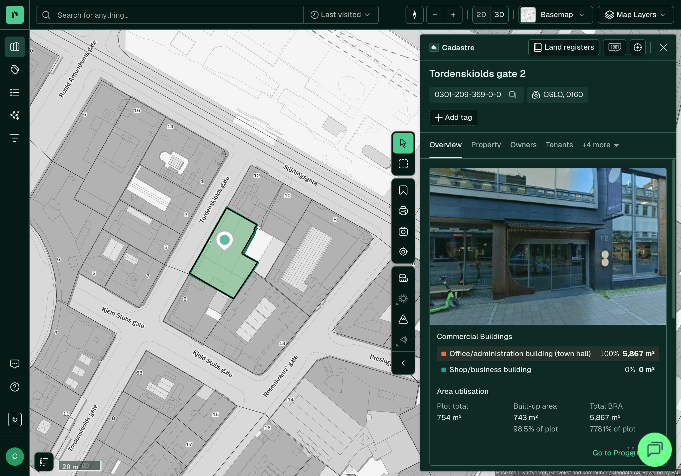 The property panel on an iPad in landscape mode