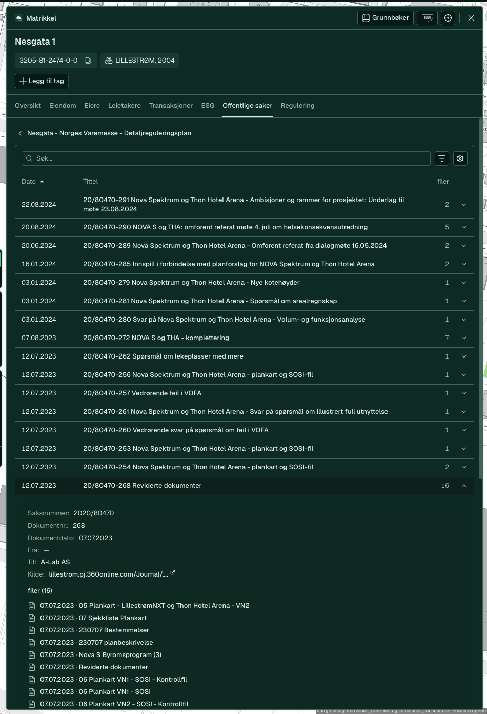 A document expanded with metadata and its 16 files