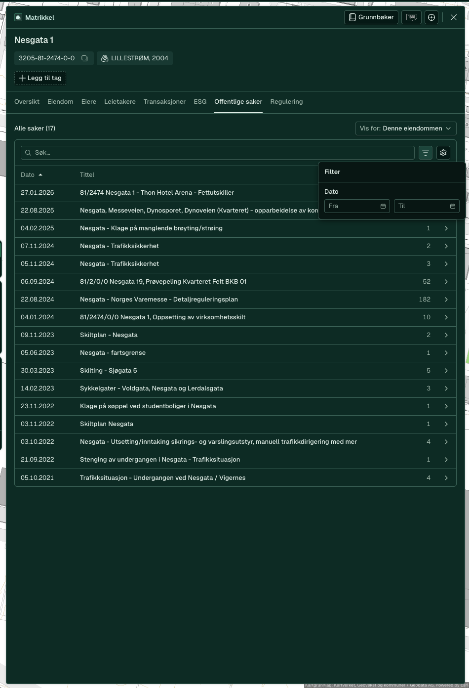 The date filter with From and To