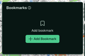 Bookmarks opened from the tool row, with the Add Bookmark button