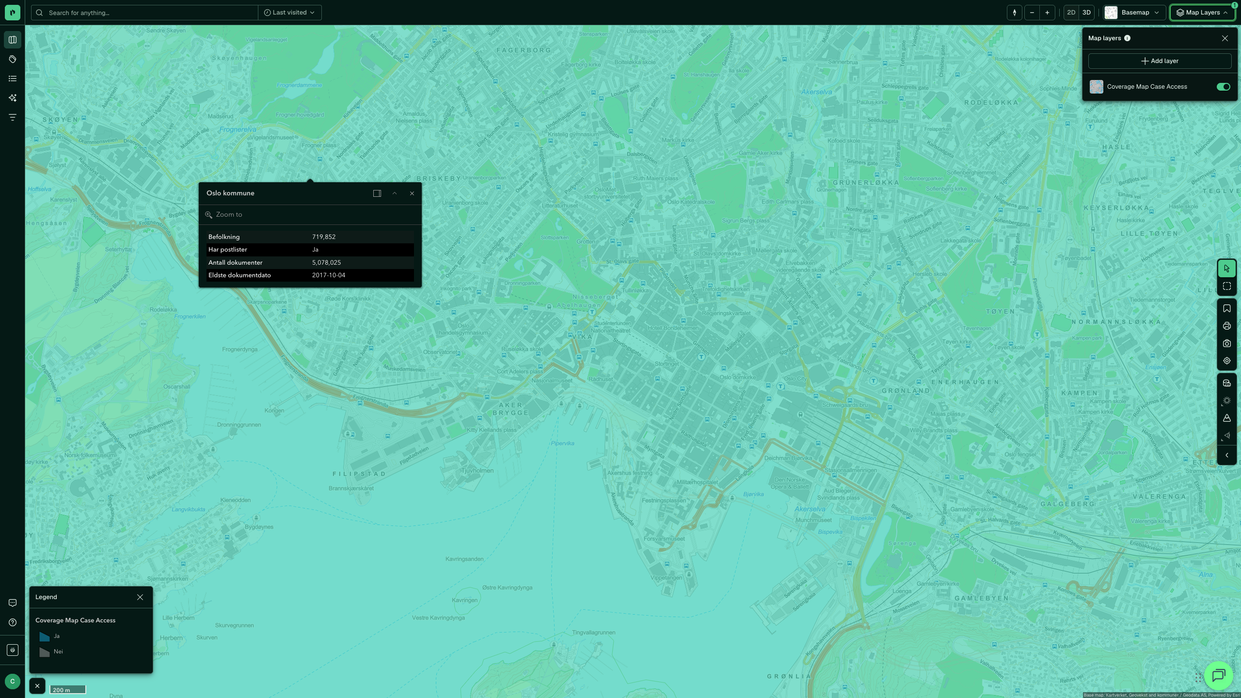 Coverage Map Case Access: click in the map