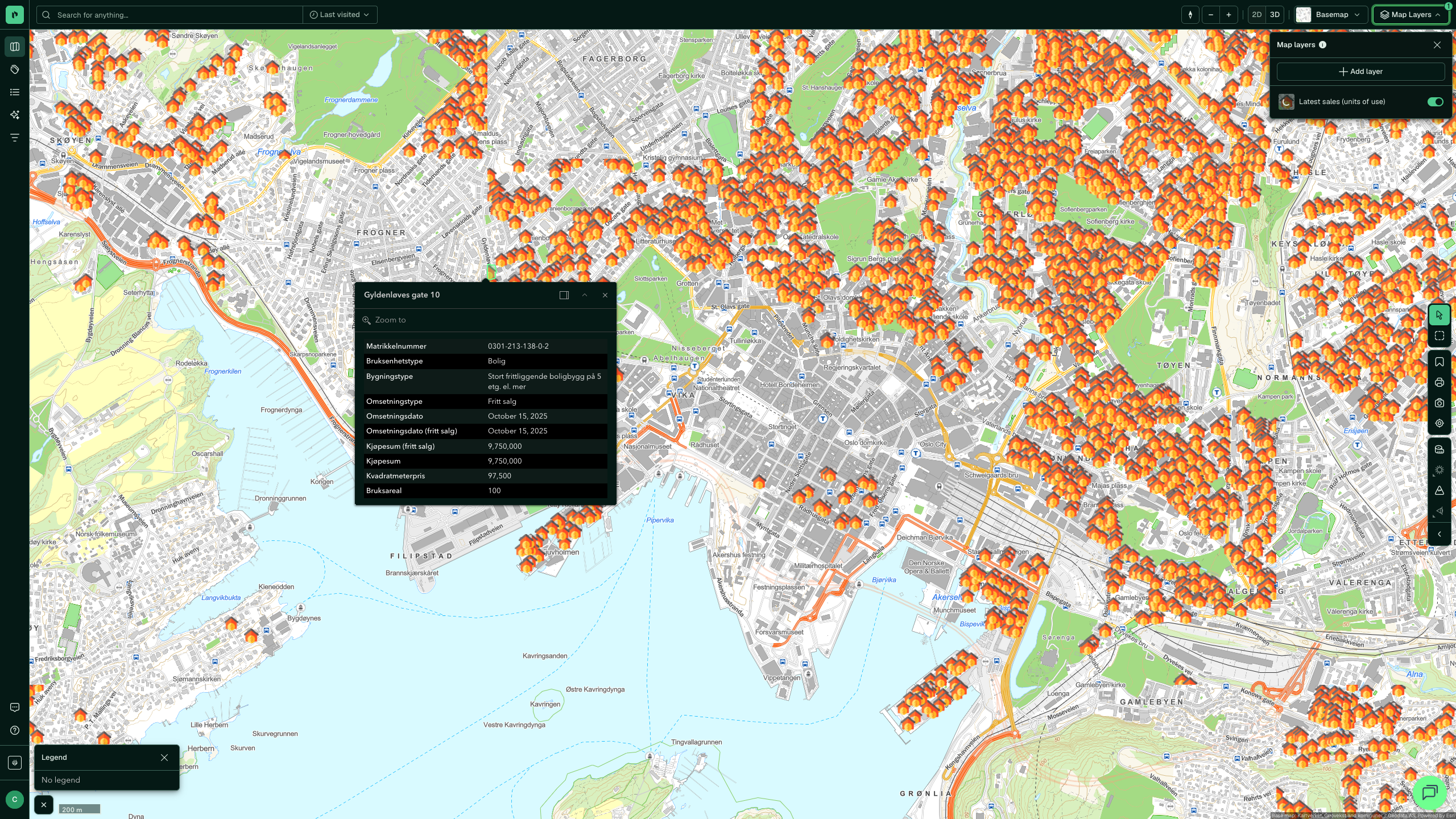 Latest sales (units of use): click in the map