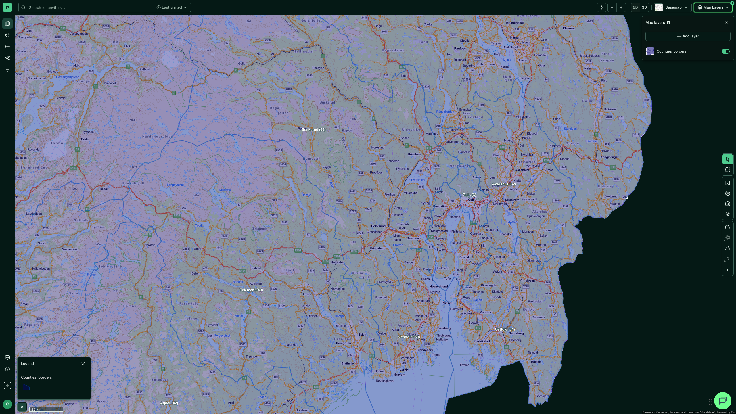 Filtering of County Borders