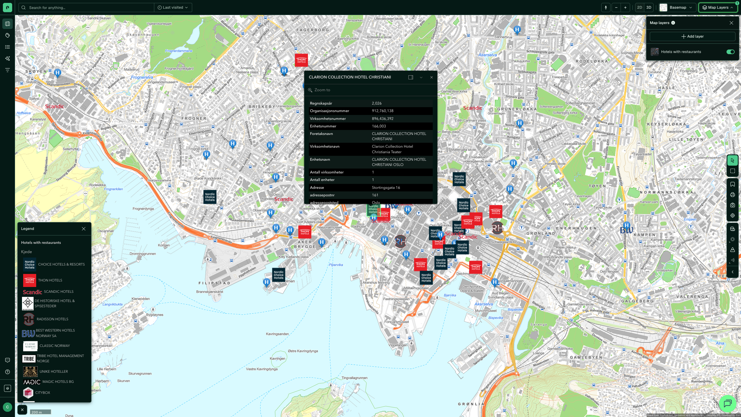 Hotels with restaurants: click on the map
