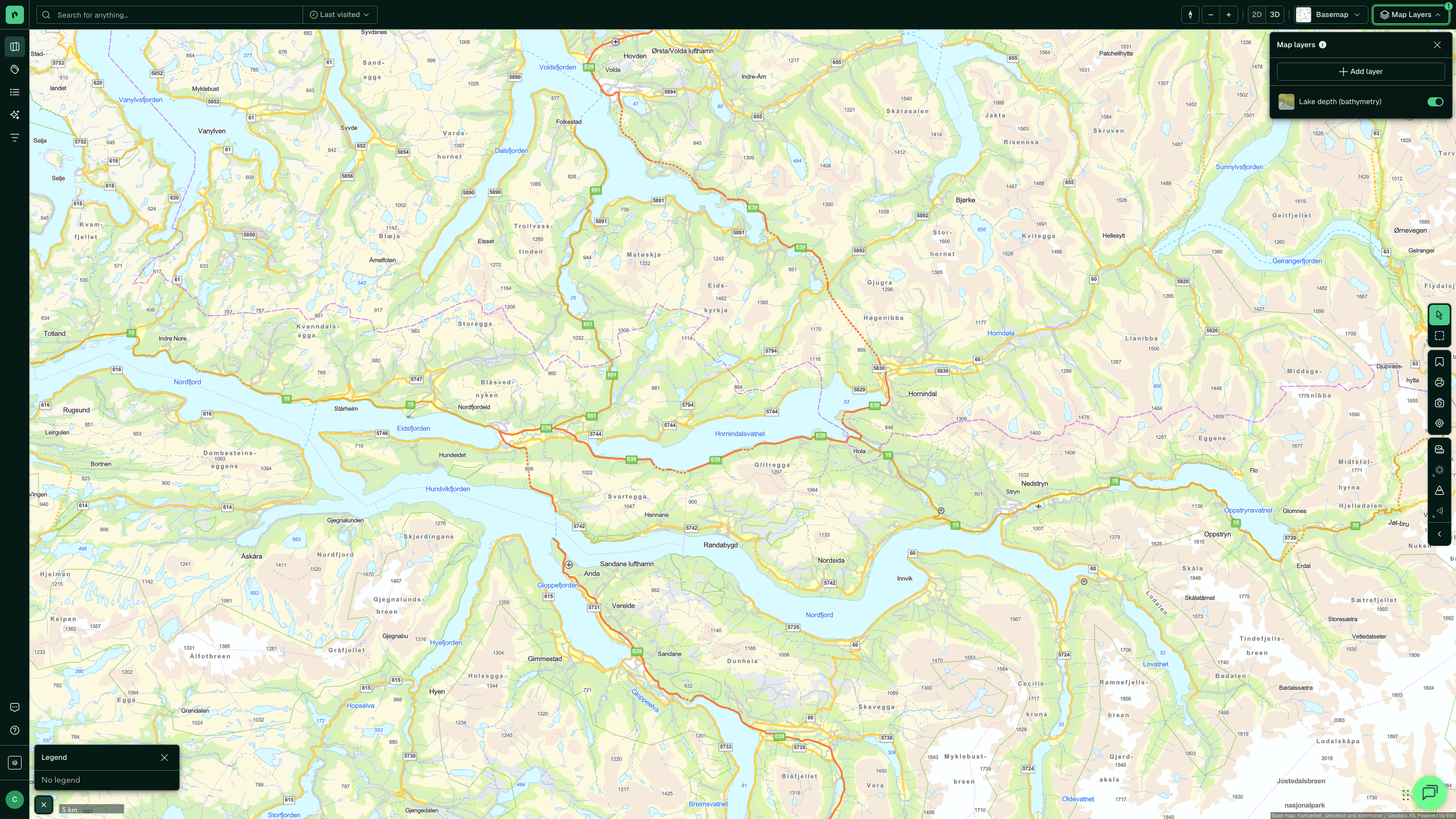 Lake depth (bathymetry)