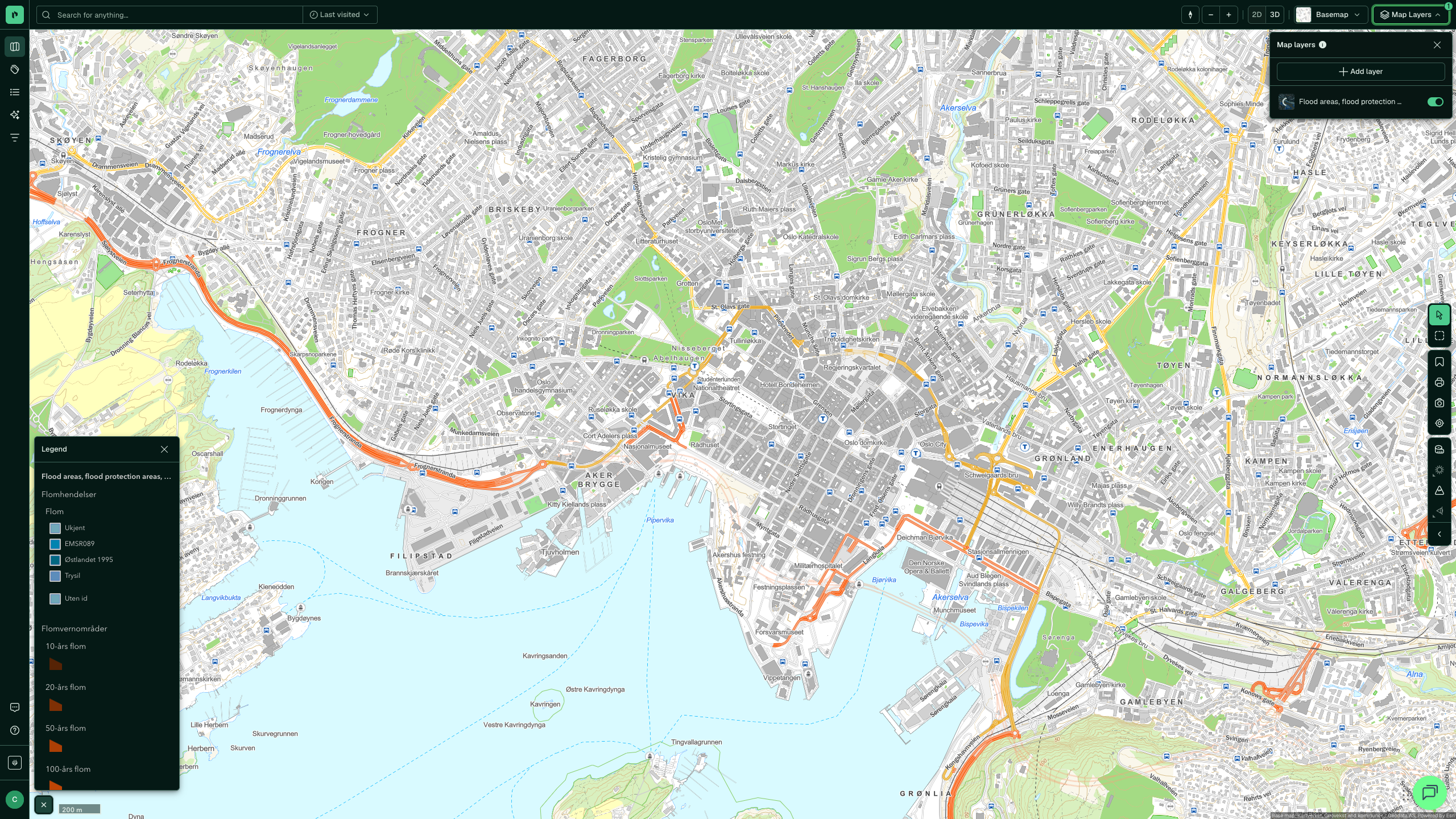 Flood areas, flood protection areas, and flood events in Placepoint