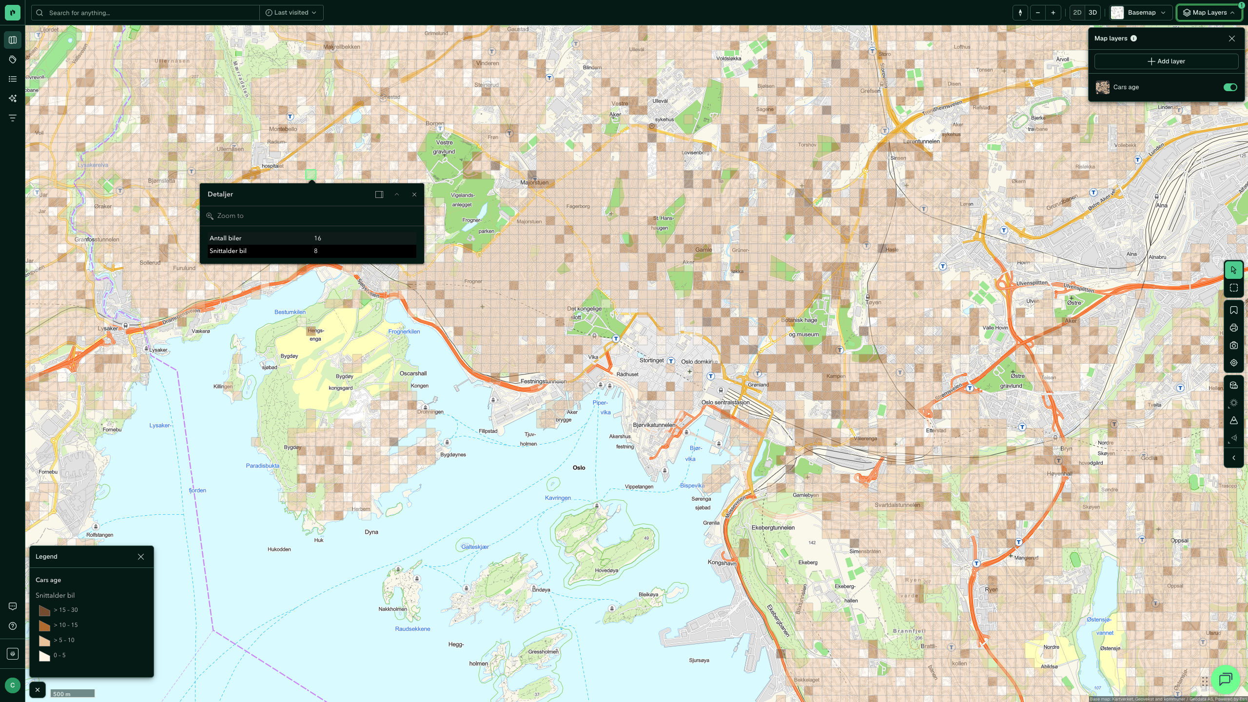 Cars age: click on the map