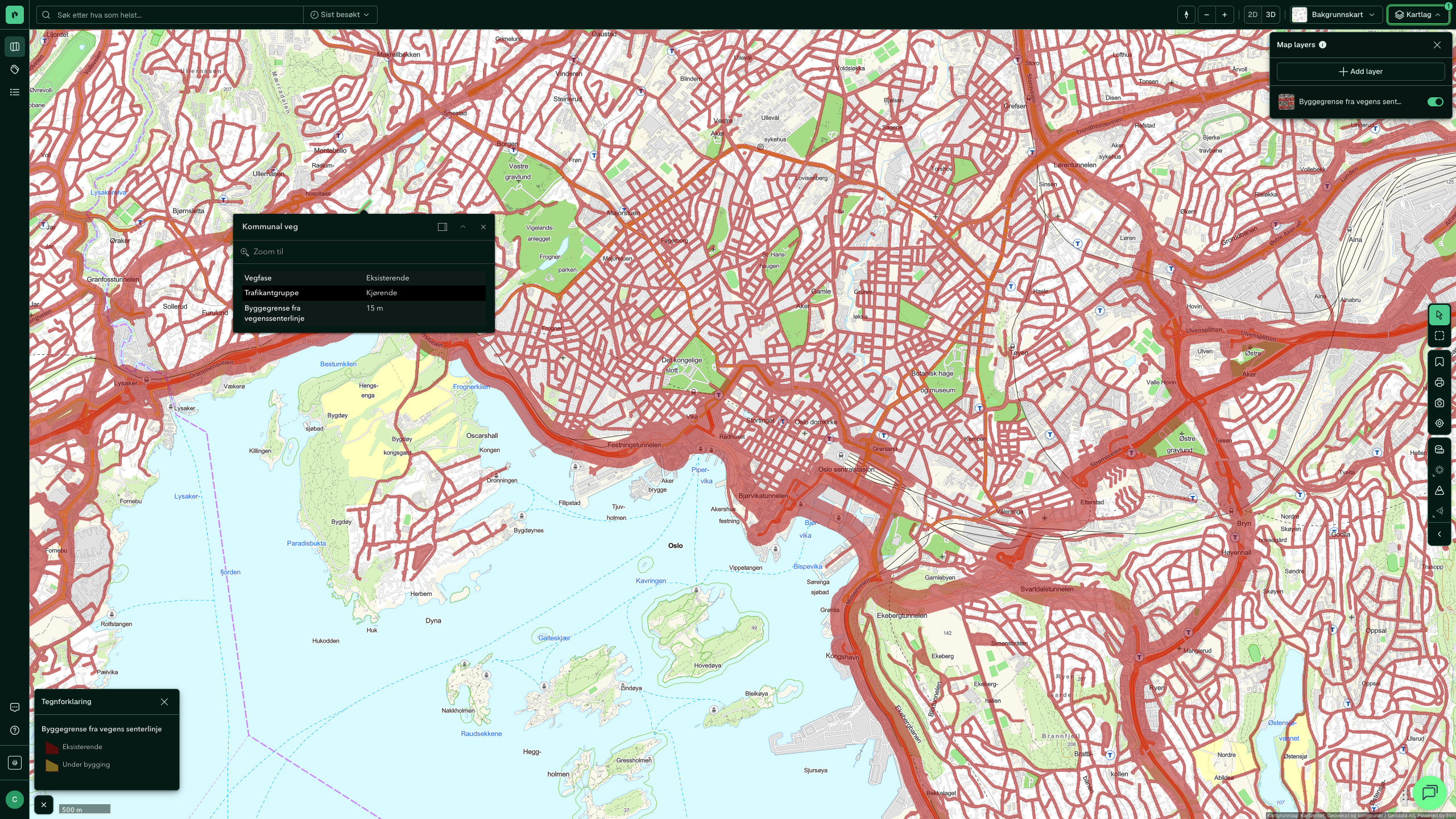 Building Limits from the Road's Center Line: click on the map