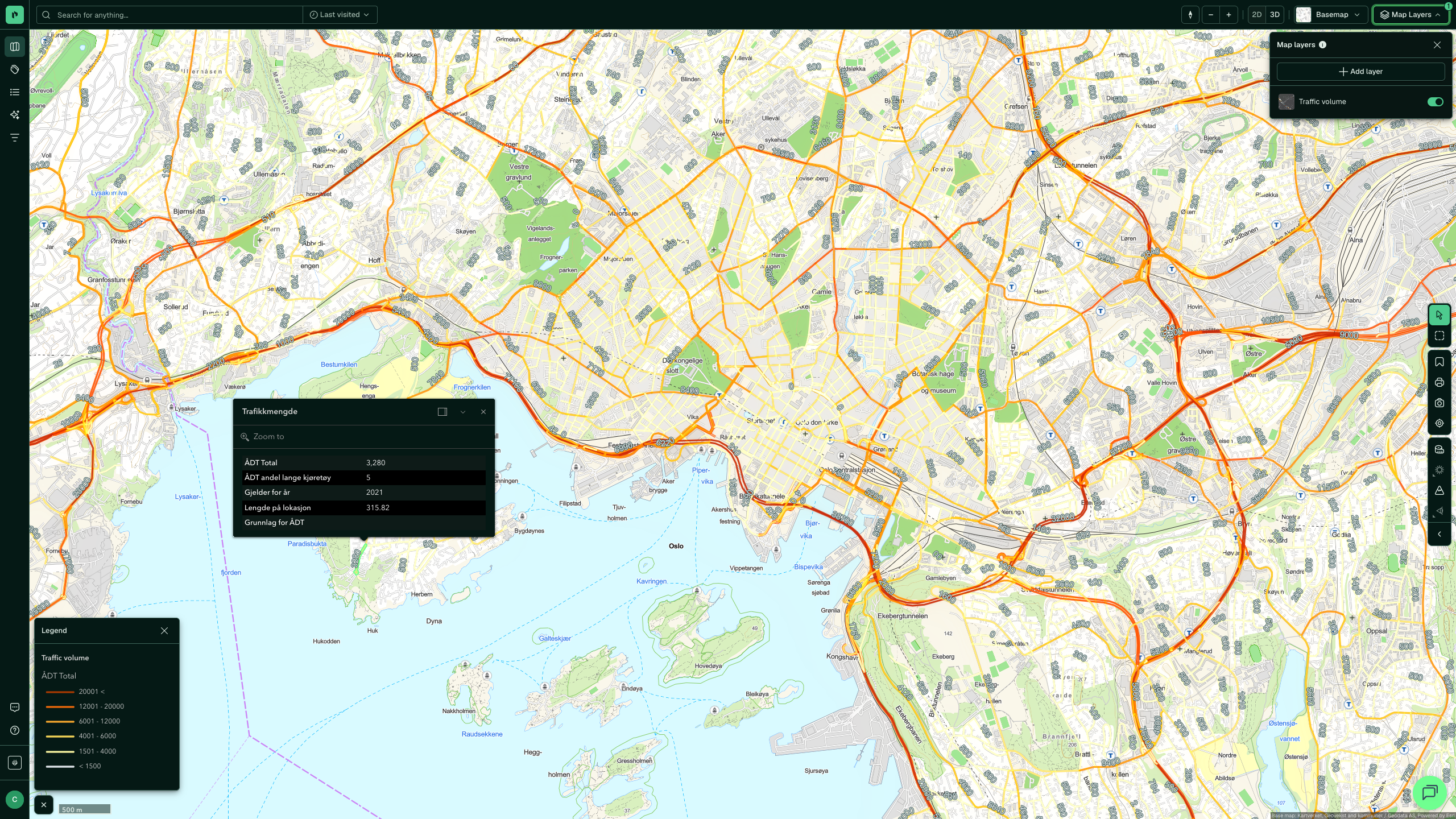Traffic volume: click on the map
