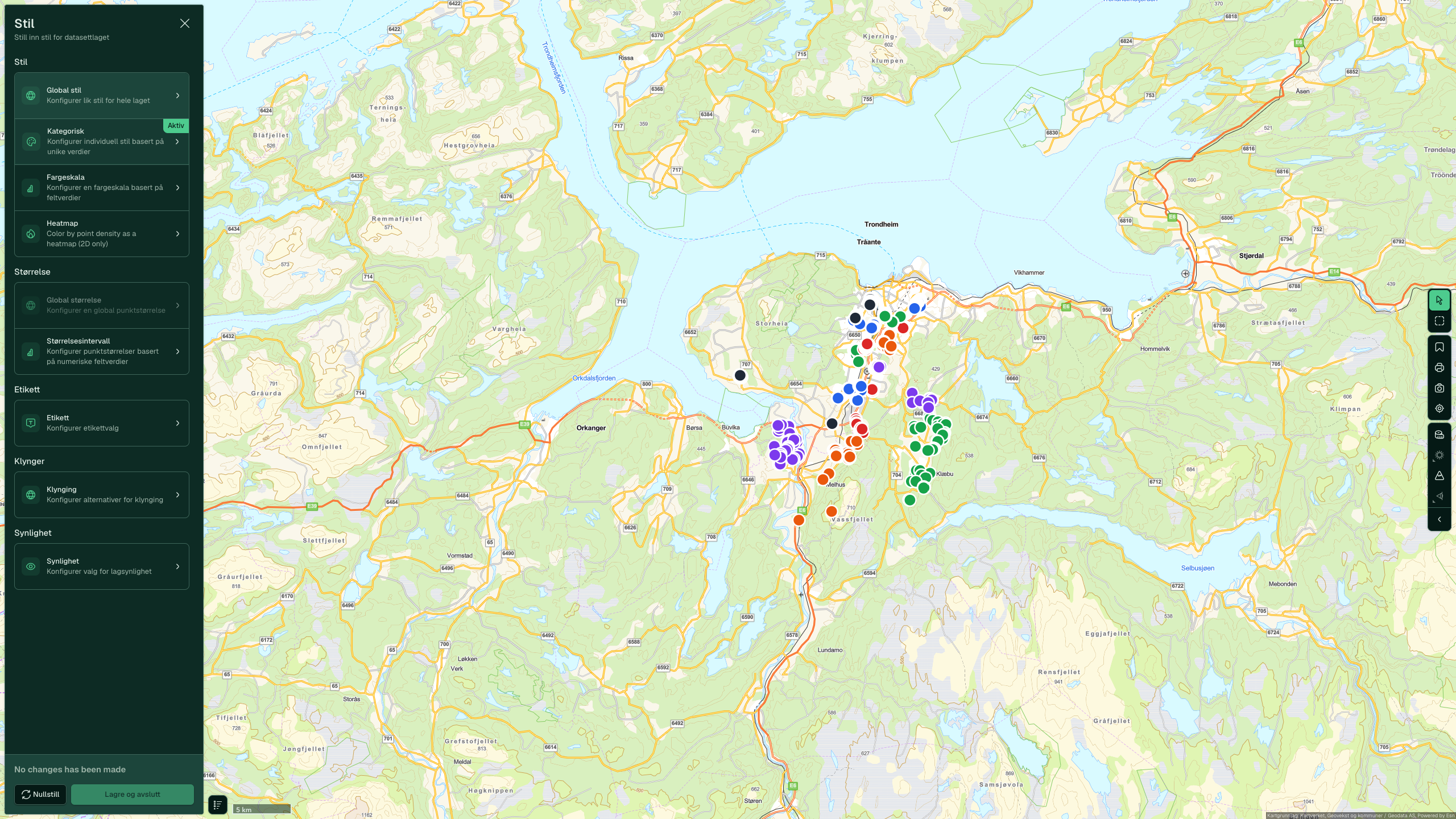 Stil-panelet med Kategorisk merkt som aktiv stil
