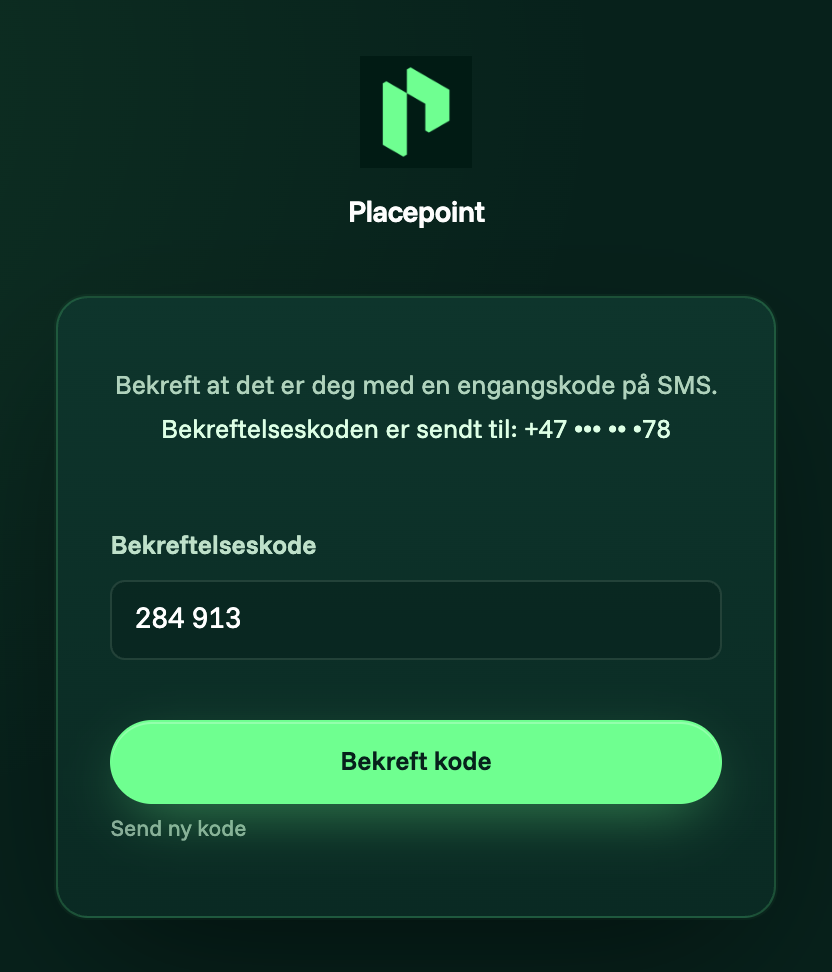 Eingongskode på SMS (tofaktor)