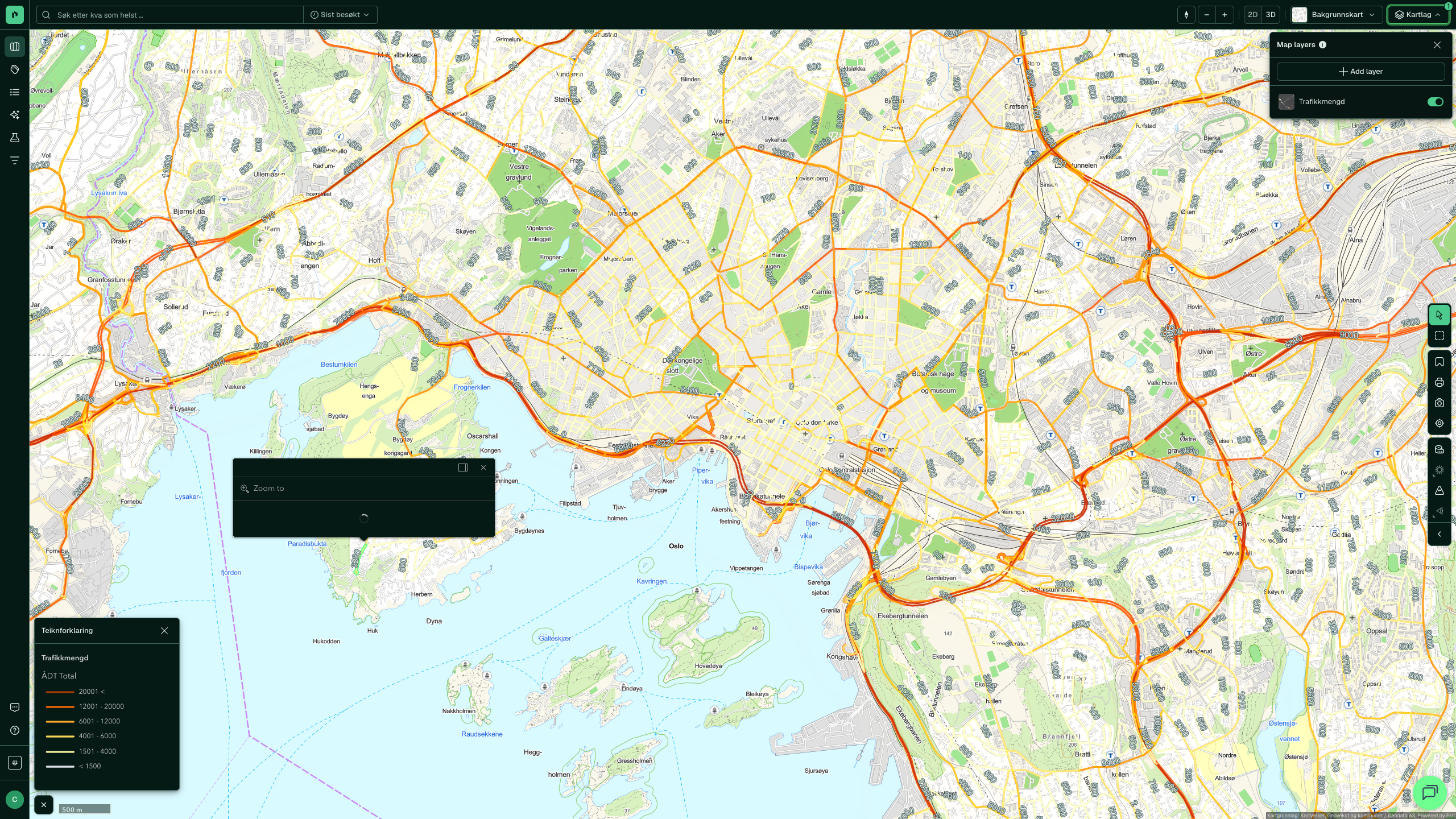 Trafikkmengd: klikk i kartet