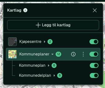 Popoveren Kartlager med underlagren till Kommunplaner expanderade