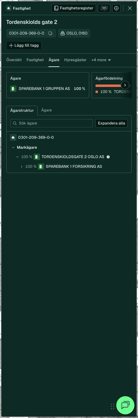 Fastighetspanel, fliken Ägare