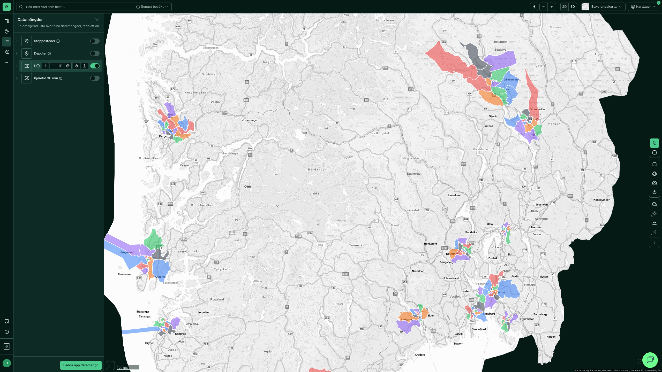 Aktiv datamängd med verktygsraden för åtgärder