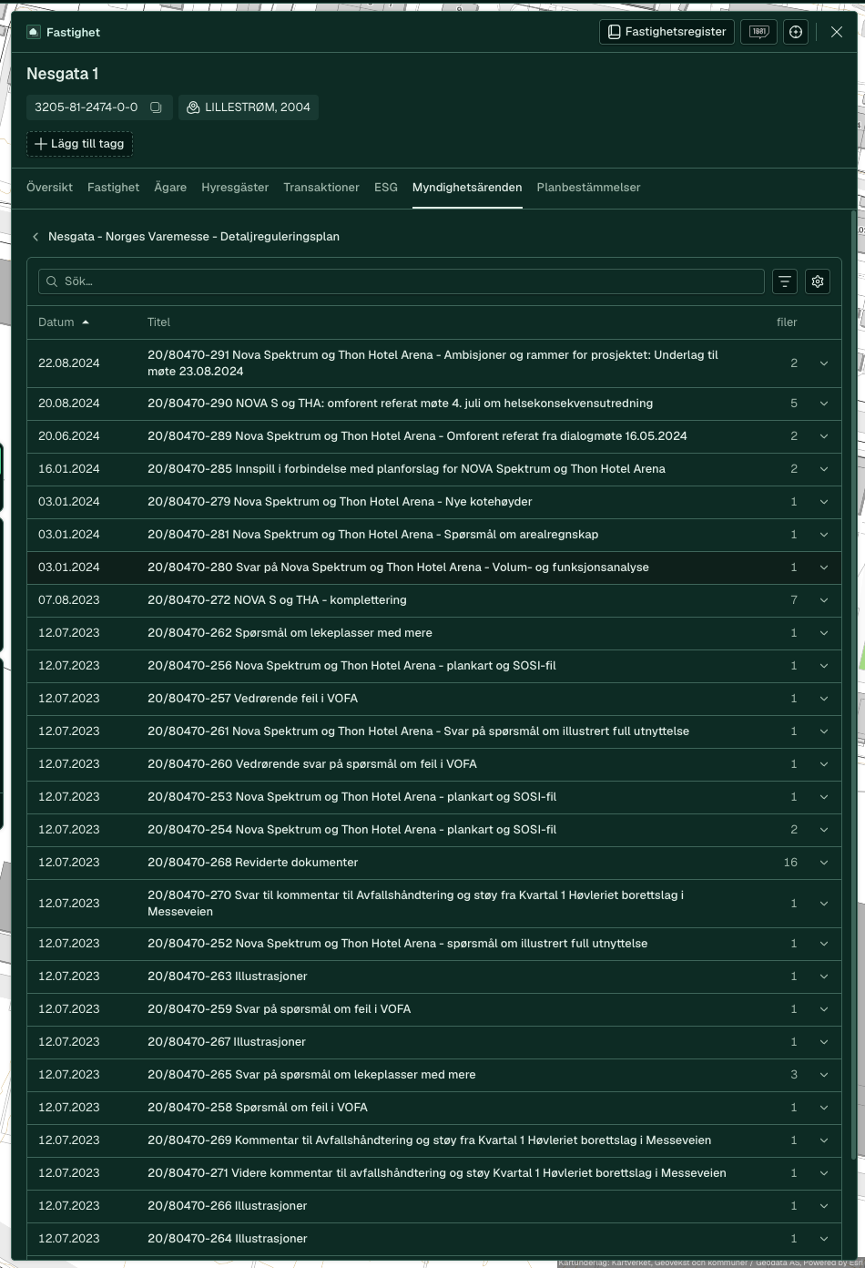 Dokumenten i ett detaljplaneärende