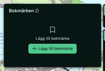 Bokmärken öppnade från verktygsraden, med knappen Lägg till bokmärke