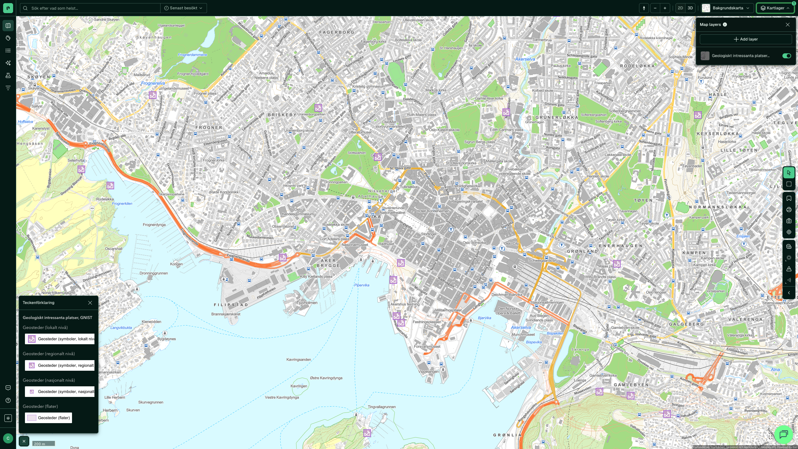 Geologiskt intressanta platser, GNIST i Placepoint